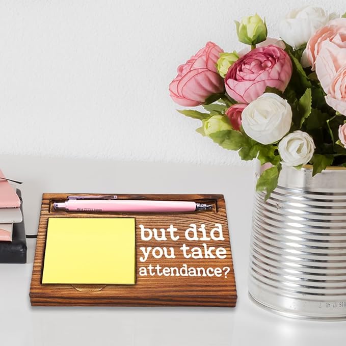 Humor Office Work Gift for Secretary Coworker, But Did You Take Attendance? Funny Sarcastic Office Gifts for Secretary Teacher Assistant HR Coach Reminder Self-Stick Note Pad Holders-DW59