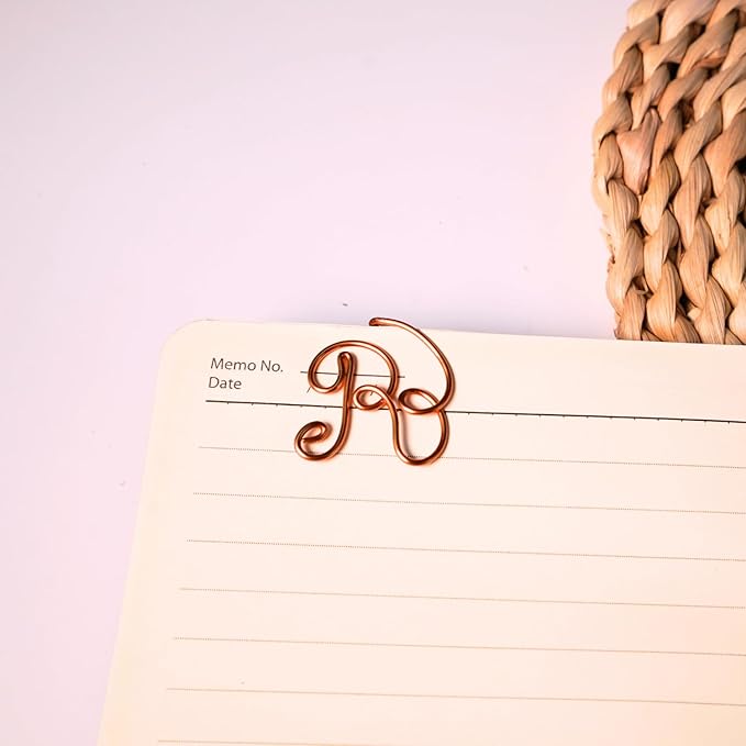 Personalized Initial Copper Bookmark, Set of 5, Handmade Copper Gift for Her, Him, Couple on Birthday, Wedding Anniversary, Alphabet Bookmark (R)