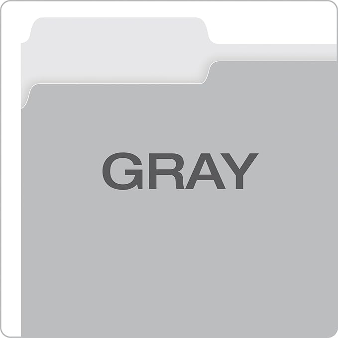 Pendaflex Two-Tone Color File Folders, Letter Size, 1/3 Cut, Gray, 100 Per box (152 1/3 GRA)