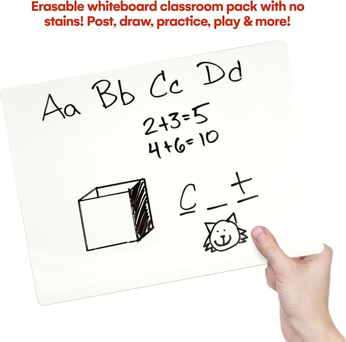 Mini Dry Erase Board for Kids, 3-Pack - 9x12-Inch Small White Boards for Students and Teachers - Double-Sided, Portable, and Easy-to-Clean Writing Boards for Classroom, Office, or Home