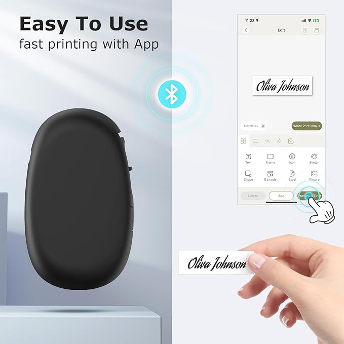 SUPVAN E10 Bluetooth Label Maker Machine with Tape, Continuous Waterproof Label, Versatile App with 35 Fonts and 1k+ Icons, Inkless Labeler for Home, Kitchen, School, Office Organization, Green