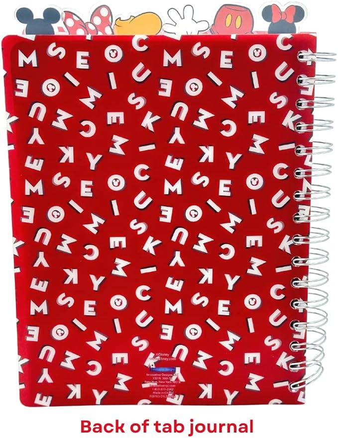 Innovative Designs Disney Minnie and Mickey Mouse Journal Notebook, Spiral Bound, 144 Lined Pages, 8 x 7 inches, Red
