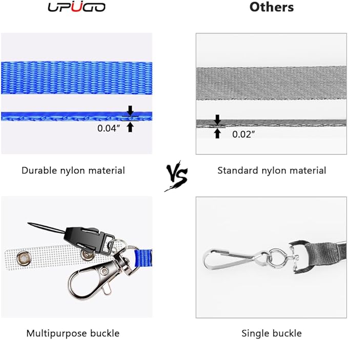 3 Pack Neck Lanyard with ID Badge Holder, Office Strap Lanyards, Stainless Metal Swivel Hook for Name Tag, Badge Holders, Keychains, Card, Blue