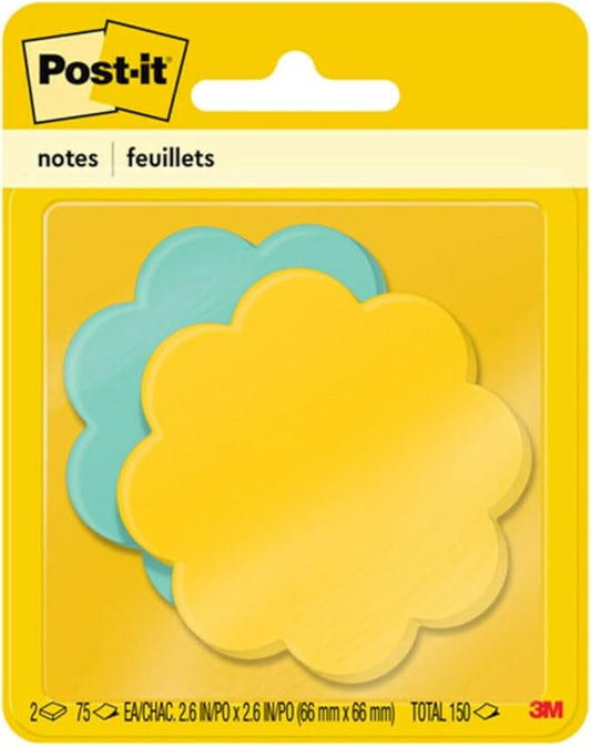 Post-it Notes, Daisy Shape, Assorted Colors, 2.6x2.6 in, 2 Pads, 75 Sheets/Pad (7350-DSY)