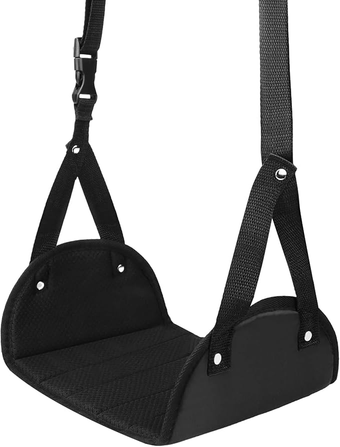 Airplane Foot Rest, Airplane Foot Hammock with Premium Memory Foam, Adjustable Length Foot Hammock for Plane Travel, Airplane Footrest Relax Your Feet in The Train Office&Home, Black