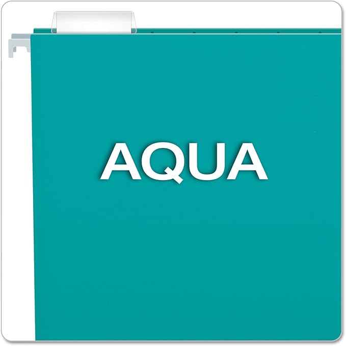 Pendaflex Recycled Hanging Folders, Letter Size, Aqua, 1/5 Cut, 25/BX (81616)