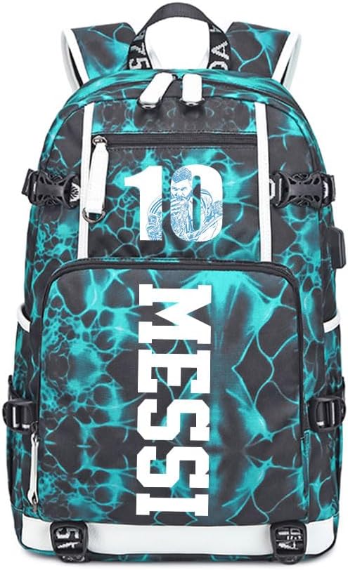 Soccer Superstar M-essi-10 Multifunctional Laptop Backpack Teenage Travel Backpack Fans Schoolbag (C)