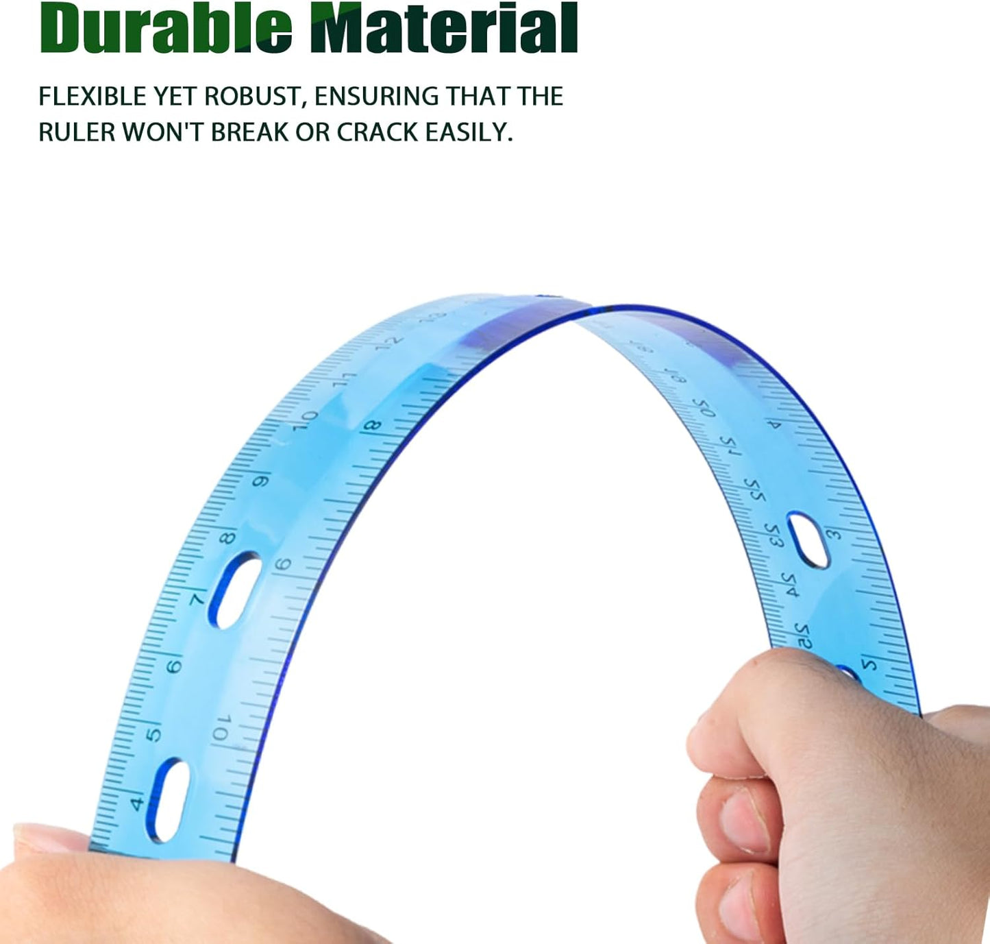 28 Pack Plastic Ruler 12 Inch Transparent Rulers - Metric Bulk for Kids School Office Classroom, Blue