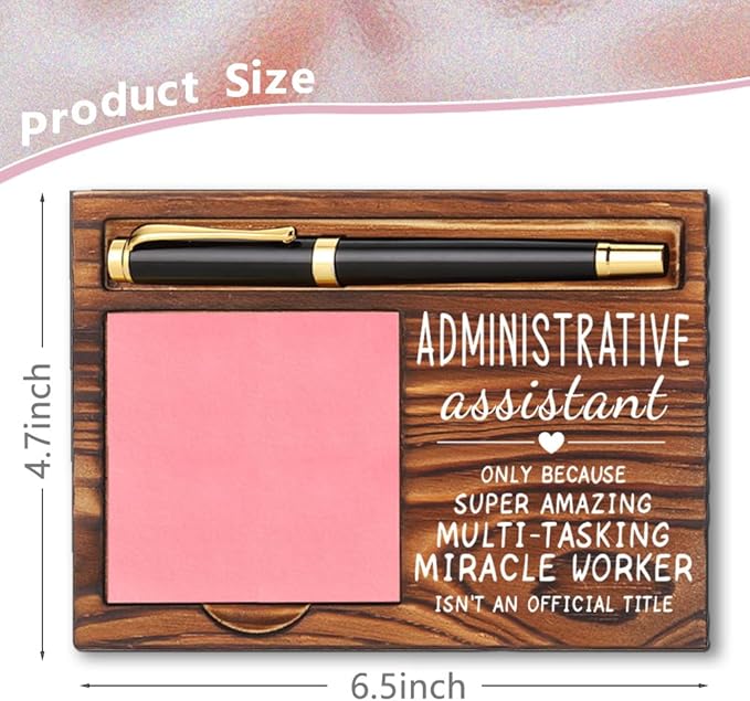 Administrative Assistant Sticky Note Holder, Administrative Assistant Gifts, Administrative Assistant Appreciation Thank You Gifts for Women Coworkers, Self-Stick Note Pad Holders YB359
