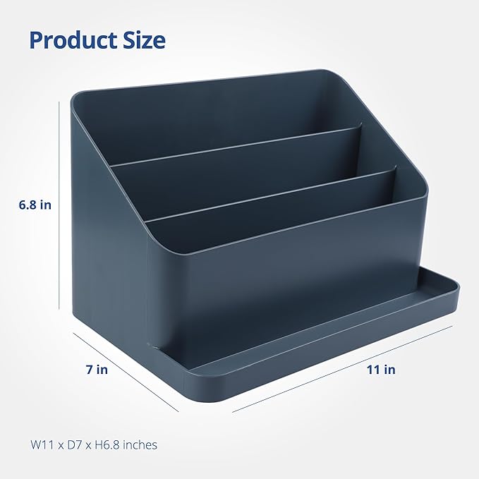 BLUE GINKGO Desk Organizer – Korean-Made Office Storage for Pens, Notes, Mail, and Supplies (Prussian Blue)