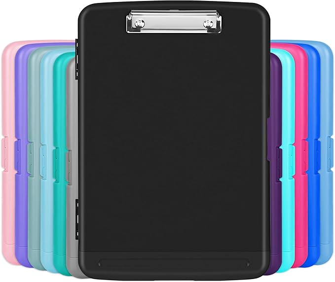 Clipboard with Storage, High Capacity Clip Boards 8.5x11 with Storage, Plastic Nursing Clipboard Folder with Pen Holder, Heavy Duty Storage Clipboard with Low Profile Clip for School & Office