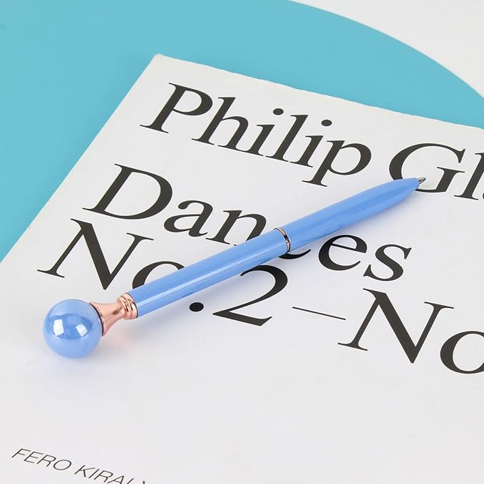 6 Pieces False Pearl Decoration Twist Metal Ballpoint Pen Ball Pen 1.0 MM Black Ink