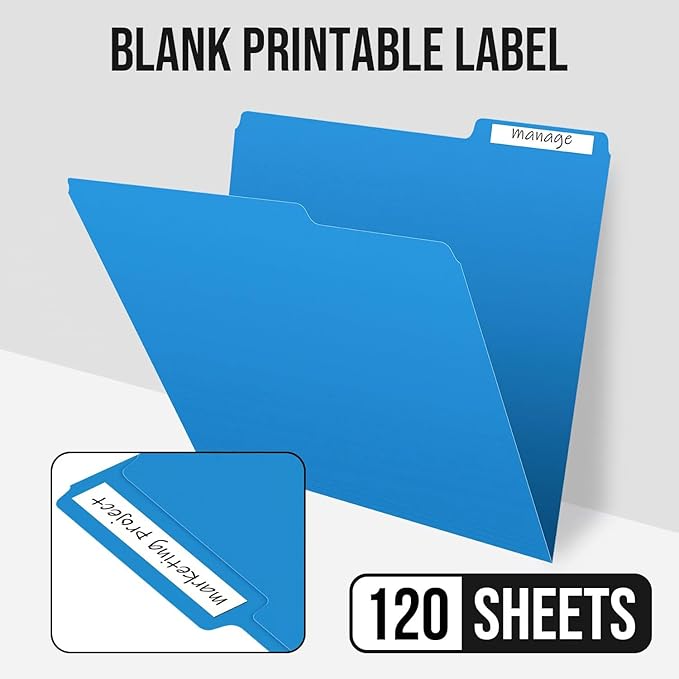 File Folders,IntoJoy 120 Pack Colored File Folder Letter Size, 1/3 Cut Tab Filing Folders for Office School Business File Document Organization,6 Colors