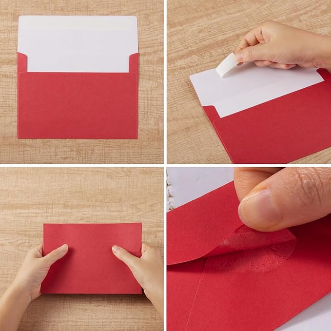 50 Pieces Christmas Metallic Color Self Seal Envelopes for Greeting Cards, Invitations, Postcards (Christmas Green/Red, 4x6)