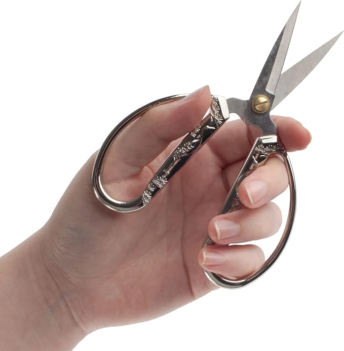 JubileeYarn Crane Motif Small Embroidery Craft Scissors - Brushed Nickel - 1 Scissor