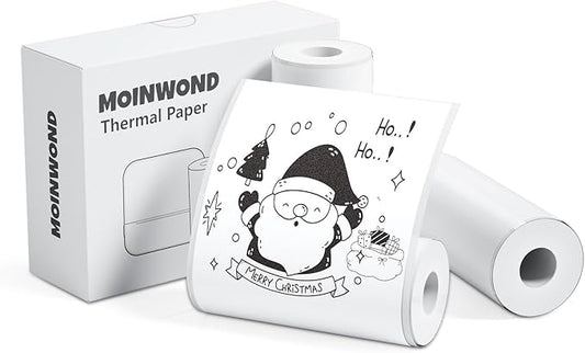 Thermal Paper Self-Adhesive Sticker Paper for Mini Thermal Pocket Printer D1,Black on White 50mm x 3m,25mm Diameter,3-Rolls for Notes,Texts,Journal Photo and Notebuddy