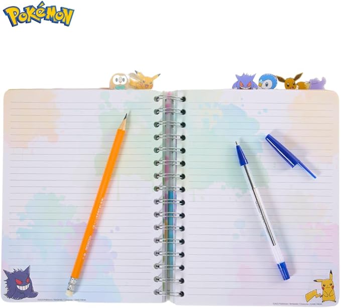 Innovative Designs Pokémon Tab Journal Notebook for Kids, Spiral Bound, 144 Lined Pages, 8 x 7 inches