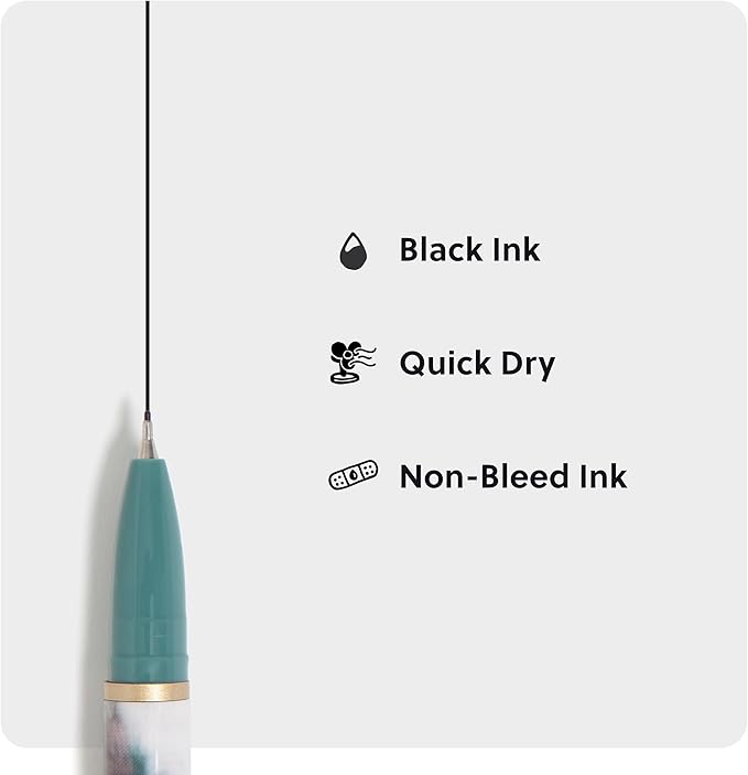 U Brands Catalina Felt Tip Pens, Set of 3, Soft Dye Designs, Medium (0.7 mm) Point, Black Ink