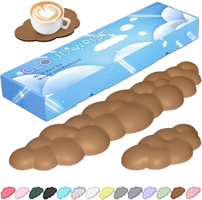 JIKIOU Upgrade Leather Cloud Keyboard Wrist Rest, Cloud Wrist Rest with Non-Slip PU Base, Comfortable Memory Foam Wrist Rest for Computer Laptop Mac Gaming Office and Pain Relief Christmas Wish Gift