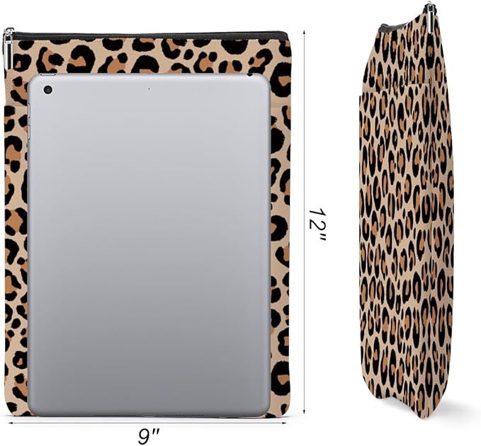 2 Pack Rainbow Leopard Print Book Sleeve, Books Protector，Books Pouch， Book Lovers Gifts，Bookish Gifts Waterproof Cover with Zipper，Leopard Decor Gift Bag for Women Daughter Thank You Christmas