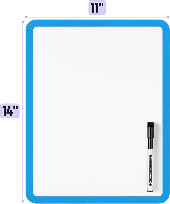 Mr. Pen- Dry Erase Board, 14” x 11” with a Black Dry Erase Marker, Blue Frame, Small White Board, White Board for Kids, White Board for Students, Small Dry Erase Board, Mini White Board