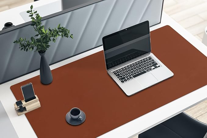 Boutilon Leather Desk Pad 47"x 24" Non-Slip Mouse Pad,Business Desk Pad,Extended Table Protector for Keyboard and Mouse,Desk Writing Pad for Office Home Working Decor (XXXL-Brown)