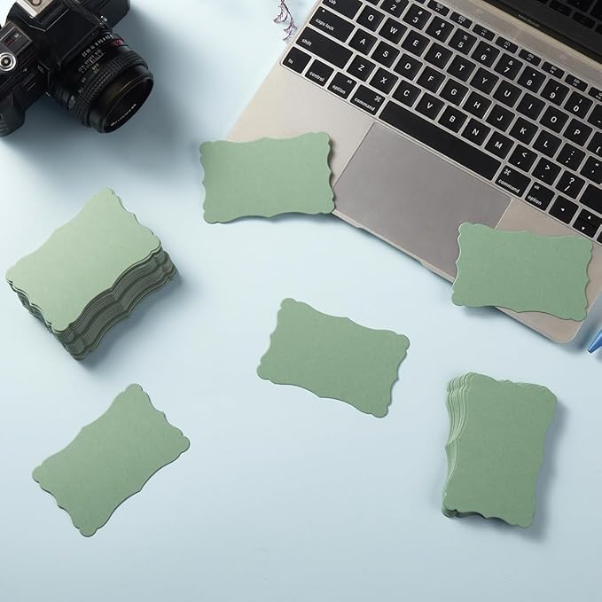 120 Pieces Small Mini Business Cards Vintage Assorted Colors Blank Note Cards Gift Word Card for Business Cards, Gift Cards (Sage-Green, 3.66x 2.36 inches)