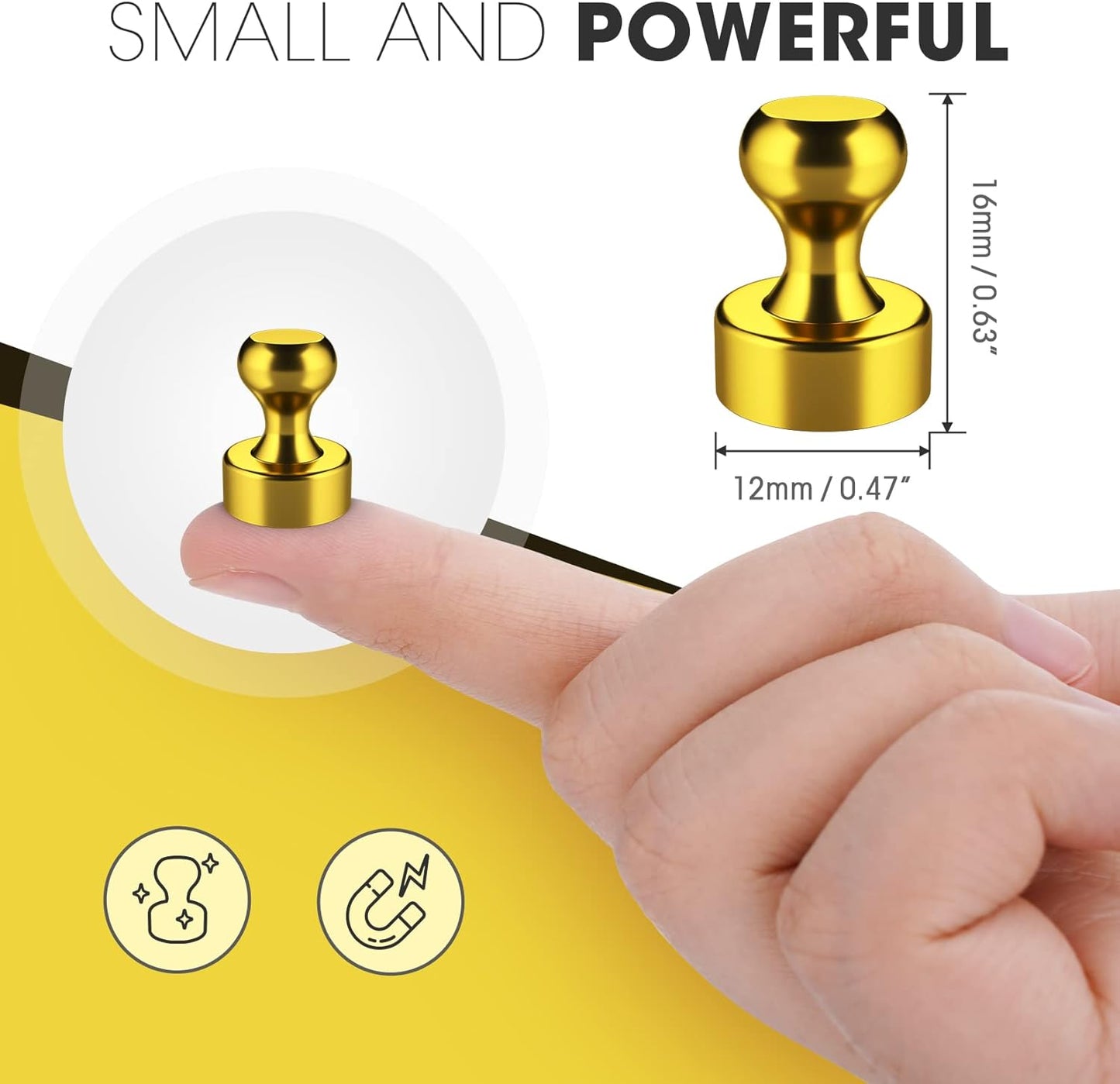 Grtard 24 Pack Magnetic Push Pins, Fridge Magnets for Whiteboard, Whiteboard Magnets Refrigerator Magnets, Small and Strong Push Pin Magnet for Office, School, Locker, and Map Magnet