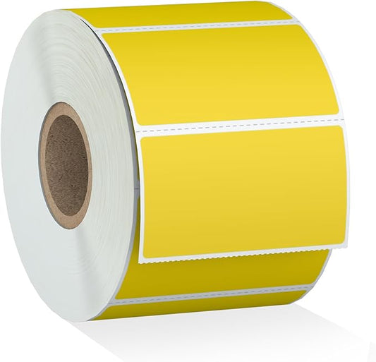 Misofuki 2.25x1.25 1000 Yellow Rectangular Direct Thermal Labels, Compatible with Zebra, Rollo, Munbyn