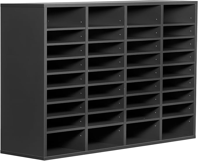 VEVOR Literature Organizer, 36 Compartments Office Mailbox with Adjustable Shelves, Wooden Mailbox Sorter Medium Density Fiberboard Office Home Classroom Storage for Files, Documents, Papers, Grey