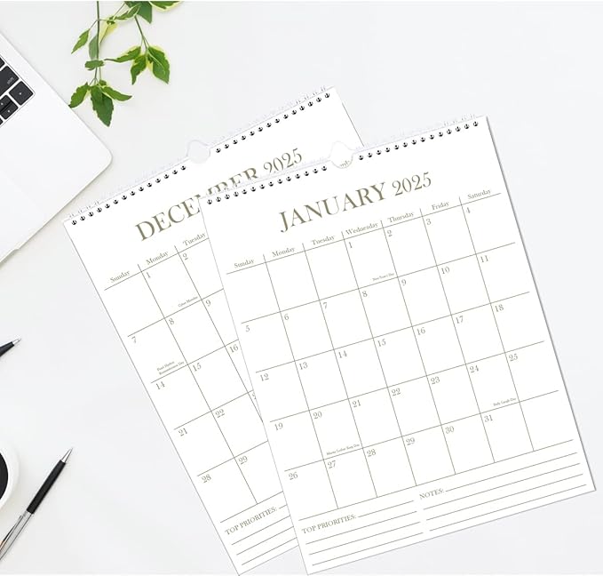 2025 Wall Calendar - 18 Months Calendar from January 2025 - June 2026, Calendar 2025-2026 with Thick Paper, 8.5" x 11", Vertical Calendar, Golden