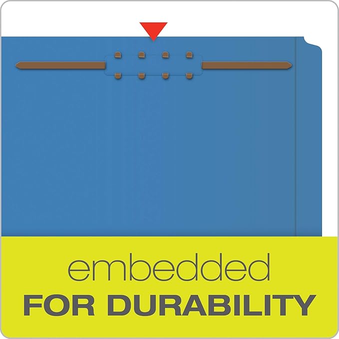 Pendaflex Fastener Folders, 2 Fasteners, Letter Size, Blue and Yellow, 50 per Box