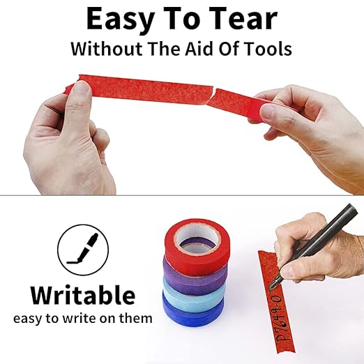 Colored Masking Tape Rolls, 1 inch Wide, 360 ft Long - Craft Tape in 10 Colorful Shades for Kids Crafts, Moving, Classroom Labeling