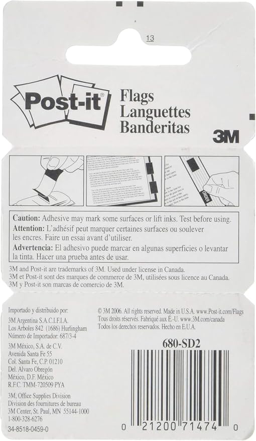 Post-it 680SD2 Sign and Date Message Flag, 1"x1-3/4", 100/PK, Green- Pack of 2