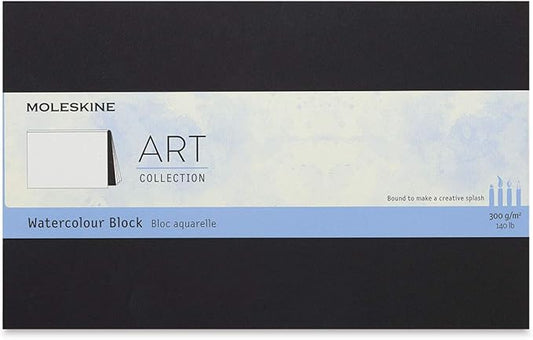 Moleskine Art Watercolor Block, Hard Cover, Large (5" x 8.25") Plain/Blank, Black, 20 Pages, 8053853603234