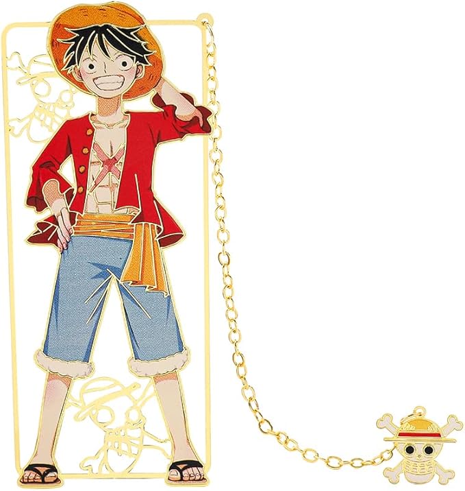 One Pieces Anime Luffy Shanks Uta Book Mark - Brass Metal Bookmark, Stationery School Supplies, Gift for Book Lover, Friends, Anime Fans Collection (Luffy)