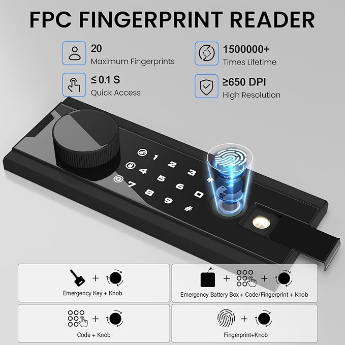Kavey 0.8 Cub Safe Box, Biometric Safe with Backlit Touch Screen Keyapd and Fingerprint Lock, Home Safe with Dual Alarm System and Mute Function, Small Safe Box for Money Documents Valuables, K-25W