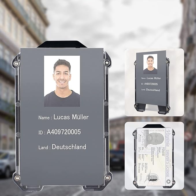 VIQWYIC 6 Pcs Heavy Duty ID Card Holder, Vertical Card Holder with Clear Window for ID, Credit Cards, Built-in Elastic Clip, 5 Card Capacity