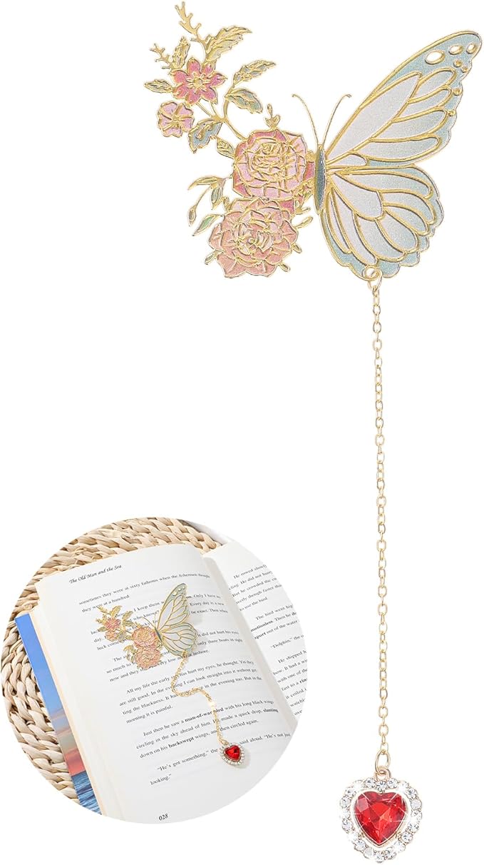Butterfly Bookmarks for Women GjinxiCute Funny Metal Flower Bookmark Creative Tassel Book Marks Hollow Trim Page Markers Creative Exquisite Gifts Pendant Book-Markers Children's Day Present
