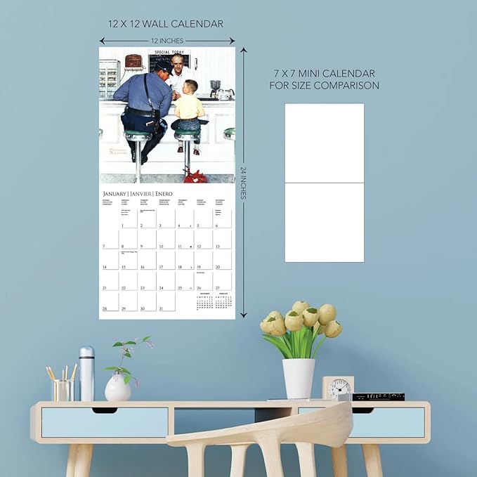 Graphique 2024 Saturday Evening Post Wall Calendar | 12” x 12” | Thick Paper | Home & Office Organizer | Large Monthly Grid | 3 Languages & Marked Holidays | 4 Month Preview Page for 2025