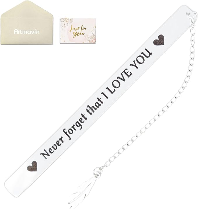 Never Forget That I Love You Bookmark，Metal Engraved Bookmark for Woman or Men Gifts for Reader Book Mark，Birthday Thanksgiving Christmas Valentine's Day Retirement Gifts…