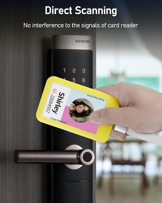Uniclife 3 Pack Sliding ID Badge Holder Vertical Hard Plastic Case with Clear Window Yellow Card Protector Pouch for Office School ID Credit Cards Proximity Key Cards Driver’s Licenses and Passes