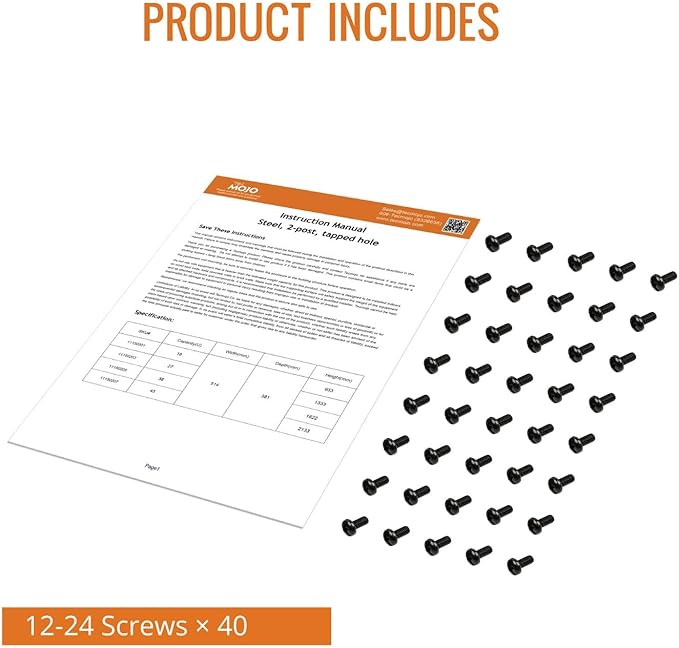 2-Post 38U Open Frame Server Rack for 19inch AV/Data/IT Network Equipment,with Tapped Hole