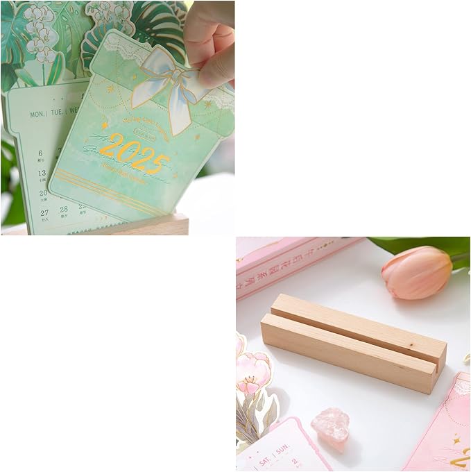 2025 Creative Desk Calendar Unique Flower Basket Shape Office Home Decor Calendar 8.5" x 6" - Tulip