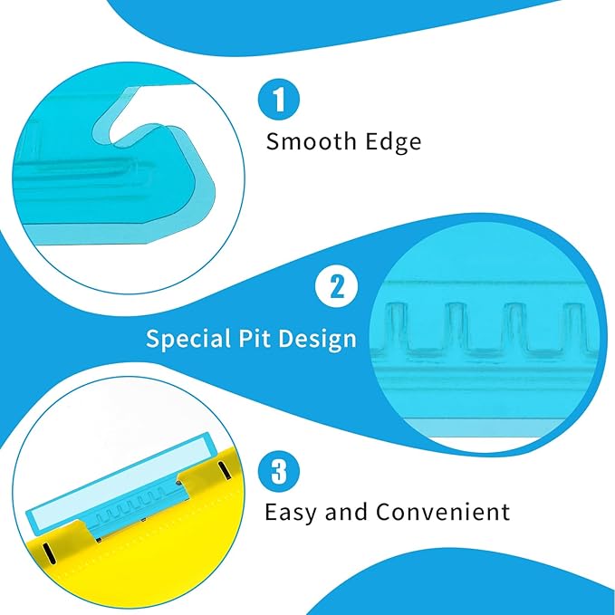 50 Pieces 4 Inch Hanging File Folder Tabs and Inserts Large Clear Plastic Hanging Folder Tabs for Filing Cabinet Folders Labels Back to School Supplies Assorted Colors (50)