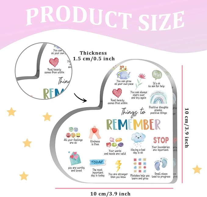 Mental Health Gifts, Things to Remember Mental Health Decor, Therapy Office Decor, Mindfulness Decor for Therapy Office Acrylic Heart Gifts, School Counselor Sign, Psychology Therapy Gift