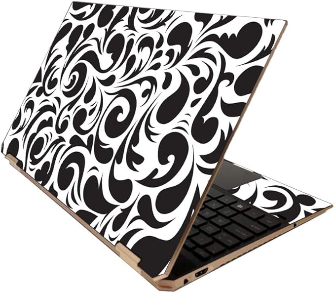 MightySkins Skin for HP Spectre x360 15" (2020) - Swirly Black | Protective, Durable, and Unique Vinyl Decal wrap Cover | Easy to Apply, Remove, and Change Styles | Made in The USA
