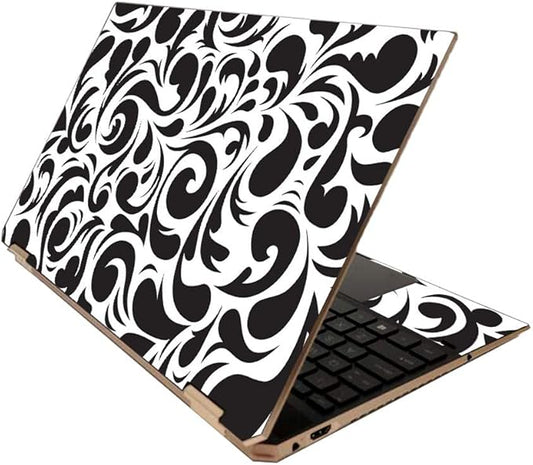 MightySkins Skin for HP Spectre x360 15" (2020) - Swirly Black | Protective, Durable, and Unique Vinyl Decal wrap Cover | Easy to Apply, Remove, and Change Styles | Made in The USA