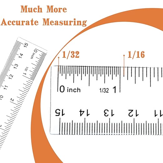 Plastic Rulers, 2PCS Straight Ruler, Plastic Measuring Tool for Student School Office (Clear, 6 Inch) (2)