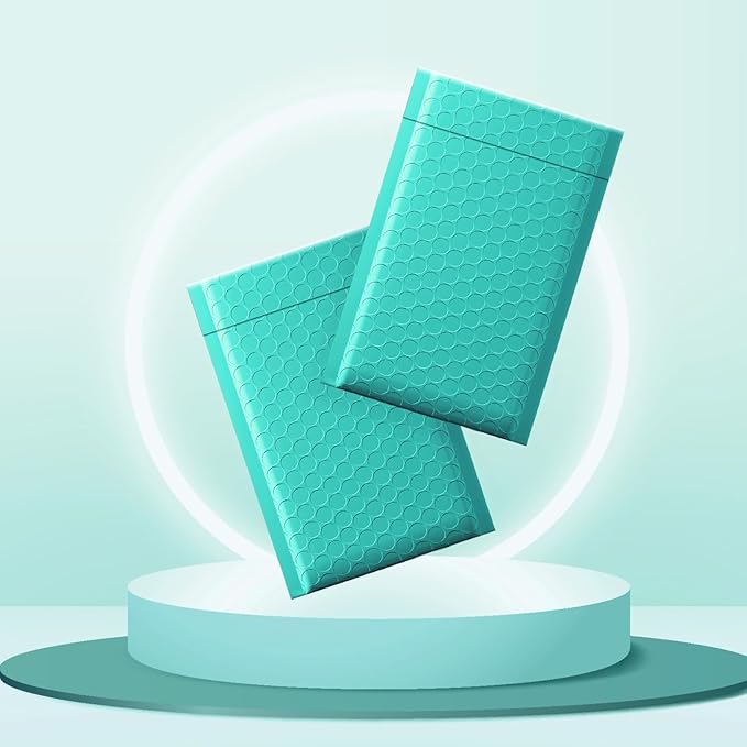 Fuxury 4x8 Bubble Mailer 260 Pack Teal Padded Envelopes for Mailing, Small Bubble Mailers Usable Size 4x7" Bubble Envelopes Self-Seal Padded Mailers for Small Business Shipping Bulk#000